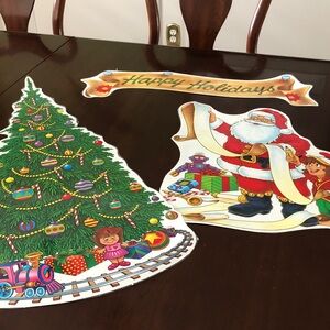 Festive Holiday Wall Decor Set with Santa and Christmas Tree